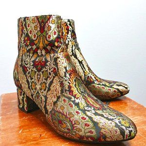 Unisa Floral Embroidered Heeled Boots Sz 6.5 M